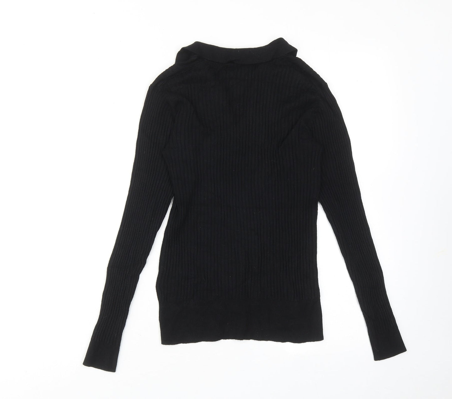 Marks and Spencer Womens Black Collared Viscose Pullover Jumper Size 8