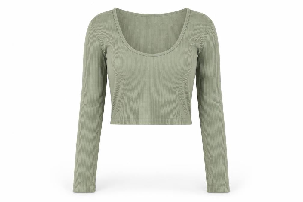 Zara Womens Green Polyester Cropped T-Shirt Size XS Scoop Neck