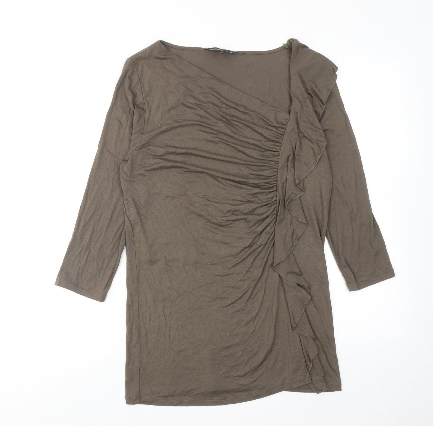 Limited Collection Womens Green Viscose Basic Blouse Size 14 V-Neck - Asymmetric Neckline