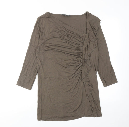 Limited Collection Womens Green Viscose Basic Blouse Size 14 V-Neck - Asymmetric Neckline