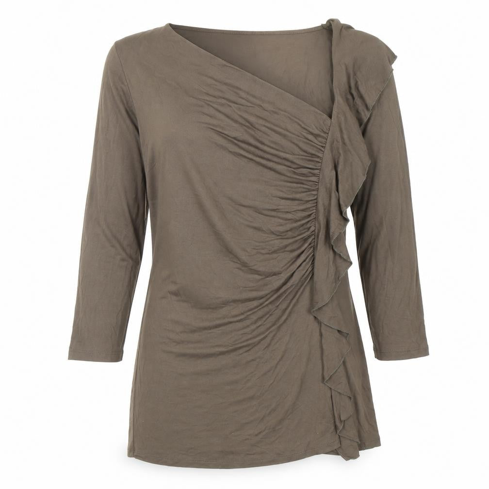 Limited Collection Womens Green Viscose Basic Blouse Size 14 V-Neck - Asymmetric Neckline