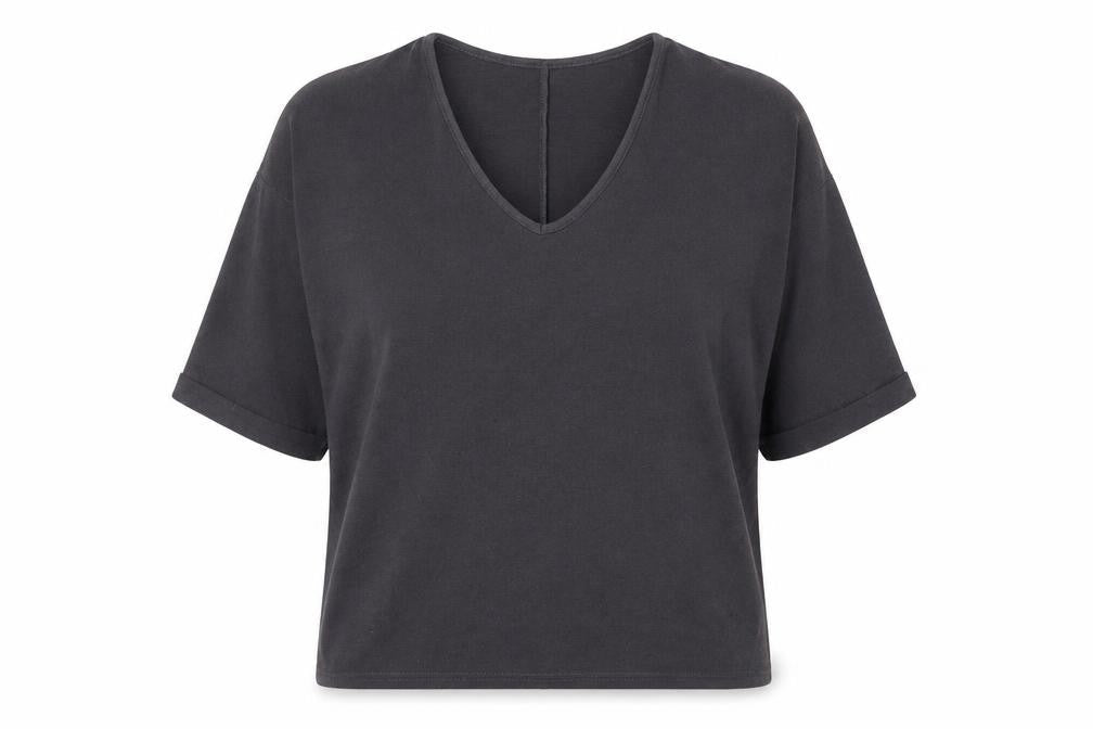New Look Womens Grey Polyester Basic Blouse Size S V-Neck