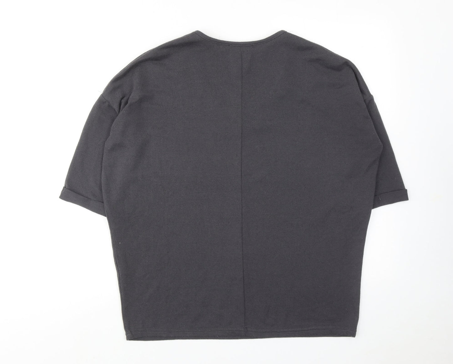 New Look Womens Grey Polyester Basic Blouse Size S V-Neck