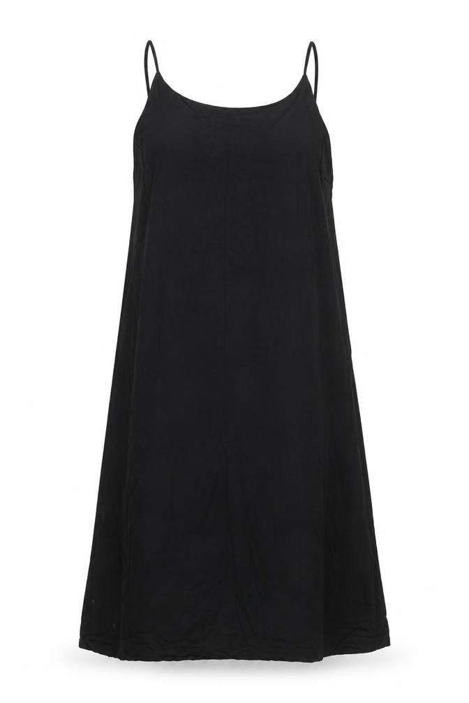 Basic Apparel Womens Black Viscose Slip Dress Size S Round Neck Pullover