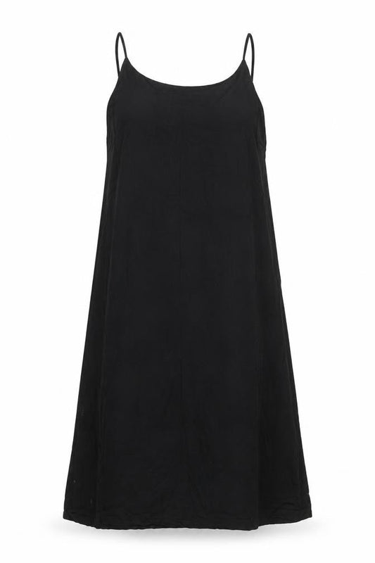 Basic Apparel Womens Black Viscose Slip Dress Size S Round Neck Pullover