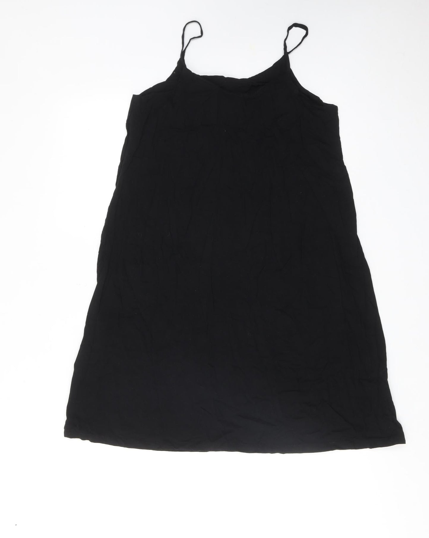 Basic Apparel Womens Black Viscose Slip Dress Size S Round Neck Pullover