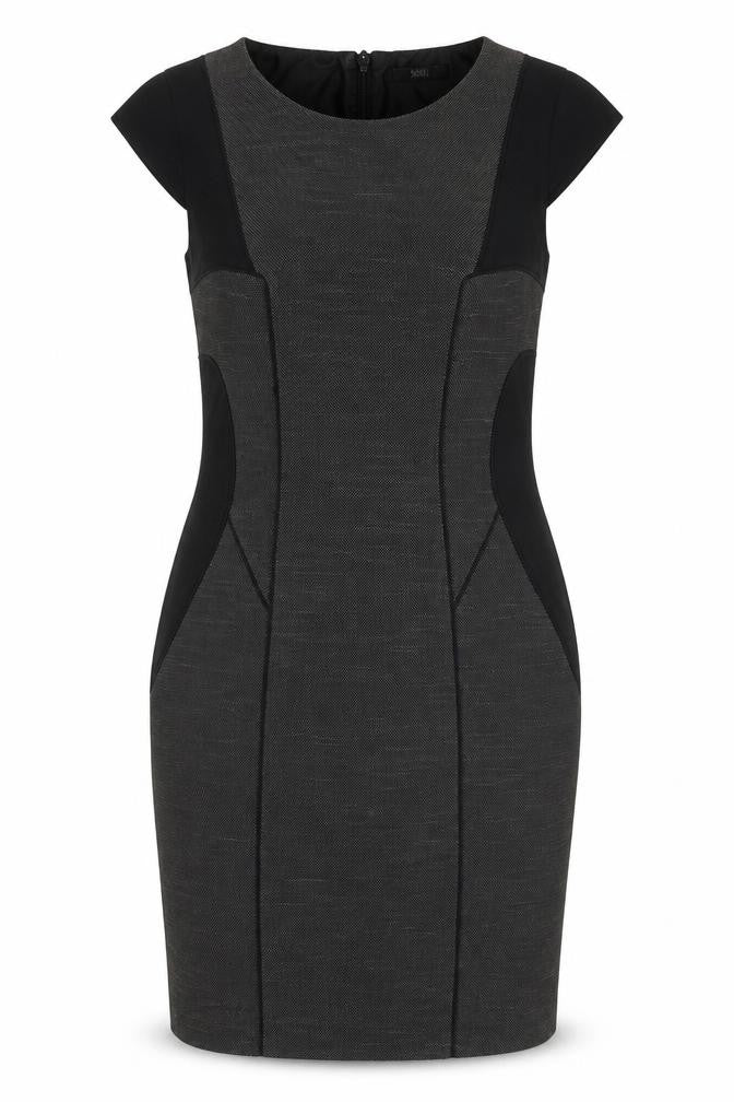 Marks & Spencer Womens Grey Colourblock Polyester Shift Size 10 Round Neck Zip