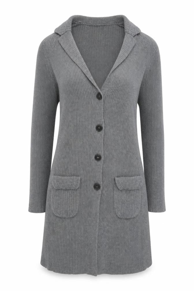 BRAX Womens Grey Collared Wool Cardigan Jumper Size 10