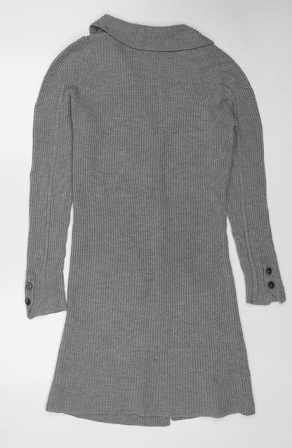BRAX Womens Grey Collared Wool Cardigan Jumper Size 10