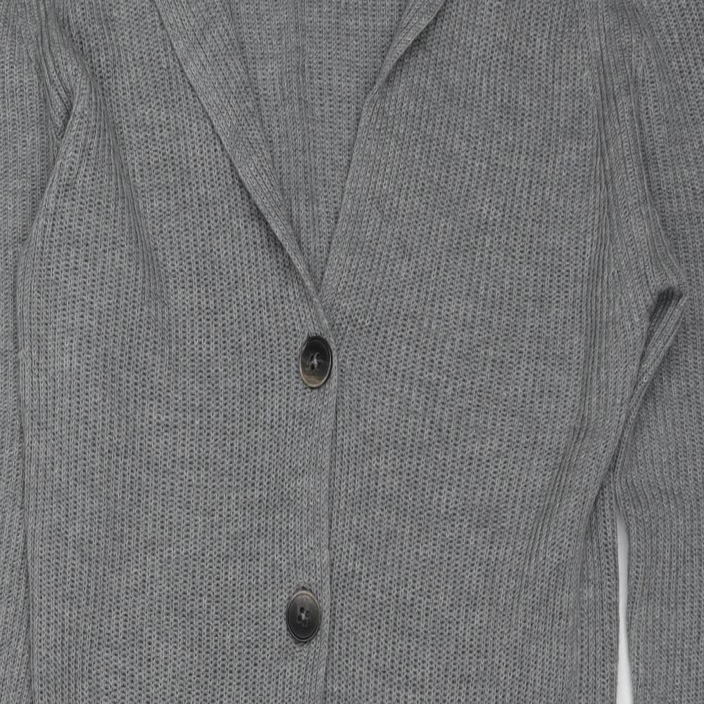 BRAX Womens Grey Collared Wool Cardigan Jumper Size 10