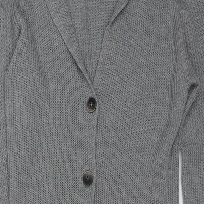 BRAX Womens Grey Collared Wool Cardigan Jumper Size 10