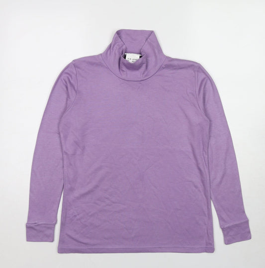 Afibel Womens Purple Acrylic Basic T-Shirt Size 14 Mock Neck