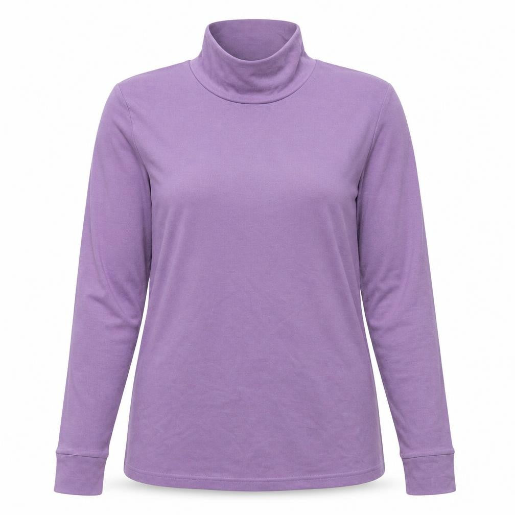 Afibel Womens Purple Acrylic Basic T-Shirt Size 14 Mock Neck