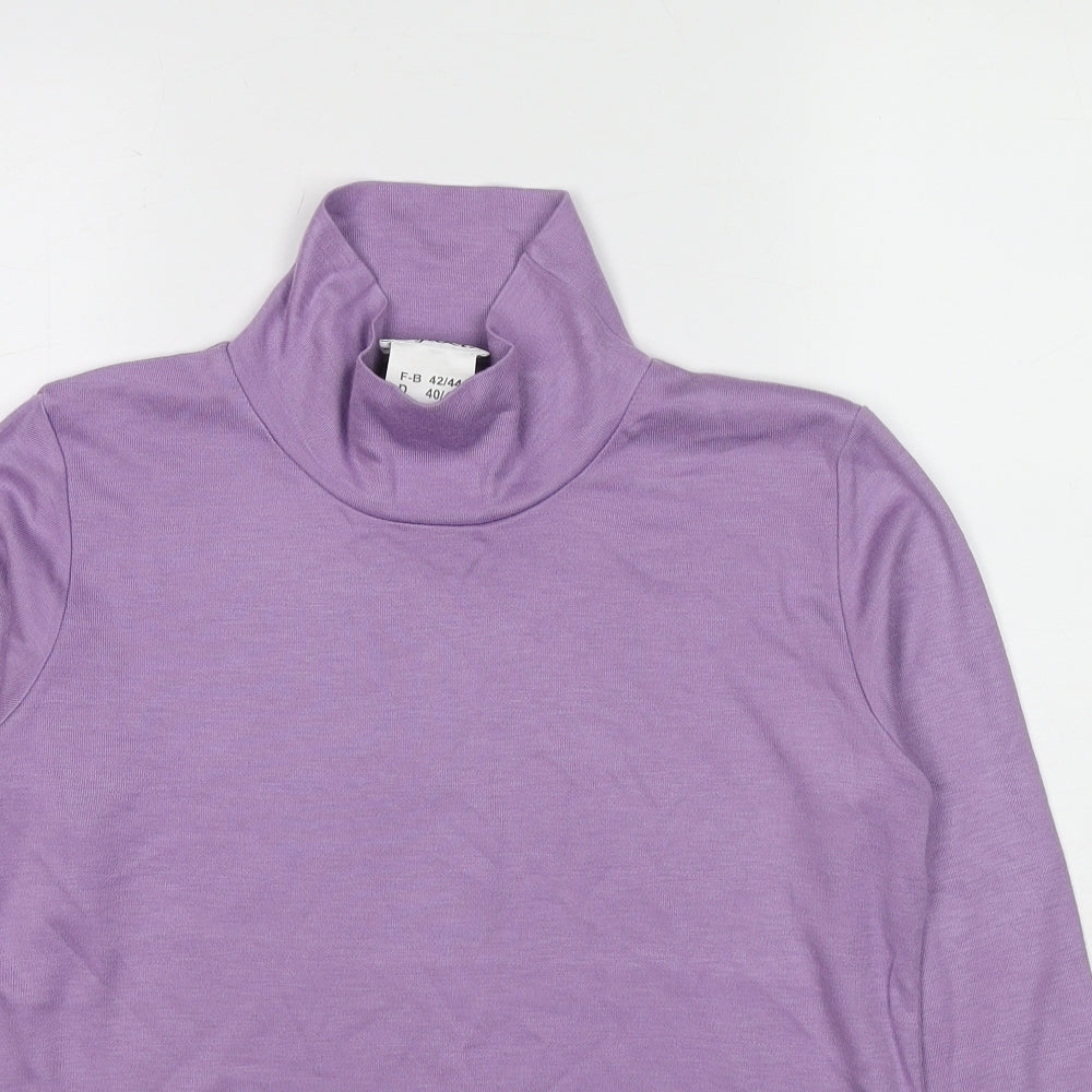 Afibel Womens Purple Acrylic Basic T-Shirt Size 14 Mock Neck