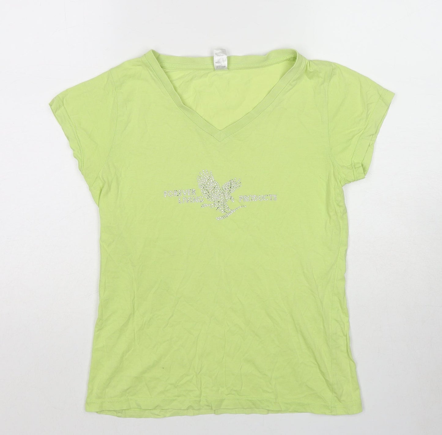 SOL'S Womens Green Cotton Basic T-Shirt Size M V-Neck - Hawk