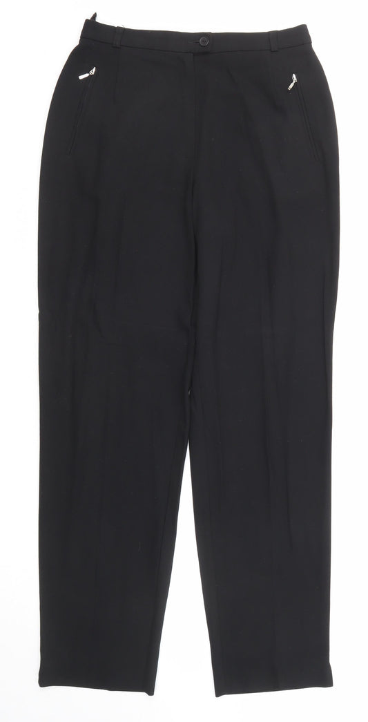 Marks and Spencer Womens Black Polyester Dress Pants Trousers Size 10 Regular Zip