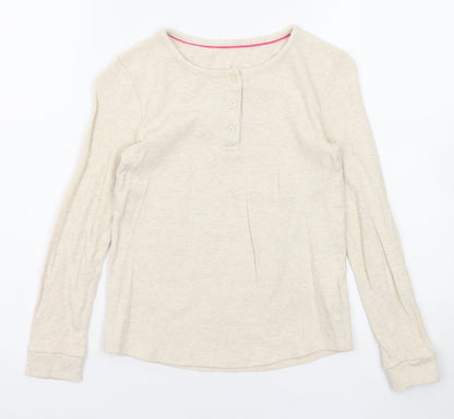 Marks & Spencer Girls Beige Round Neck Cotton Pullover Jumper Size 10-11 Years Pullover