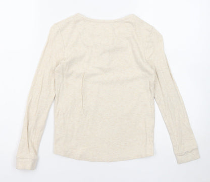 Marks & Spencer Girls Beige Round Neck Cotton Pullover Jumper Size 10-11 Years Pullover
