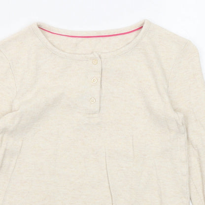 Marks & Spencer Girls Beige Round Neck Cotton Pullover Jumper Size 10-11 Years Pullover
