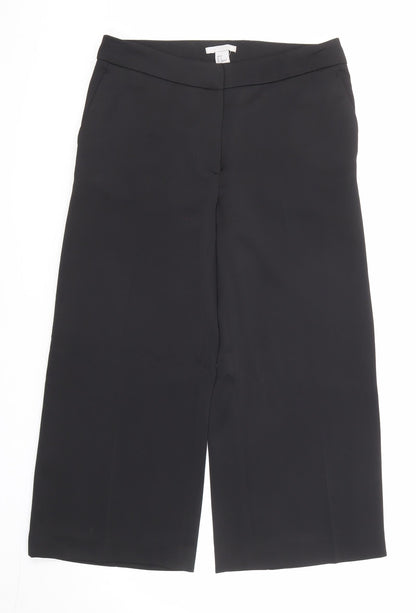 H&M Womens Black Polyester Trousers Size 8 Regular Zip