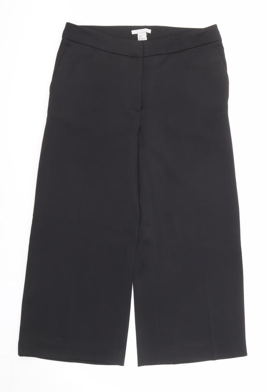 H&M Womens Black Polyester Trousers Size 8 Regular Zip