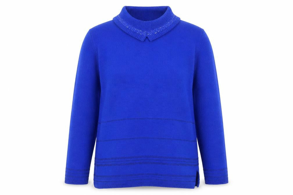 Envy Womens Blue Roll Neck Acrylic Pullover Jumper Size M - Size M-L