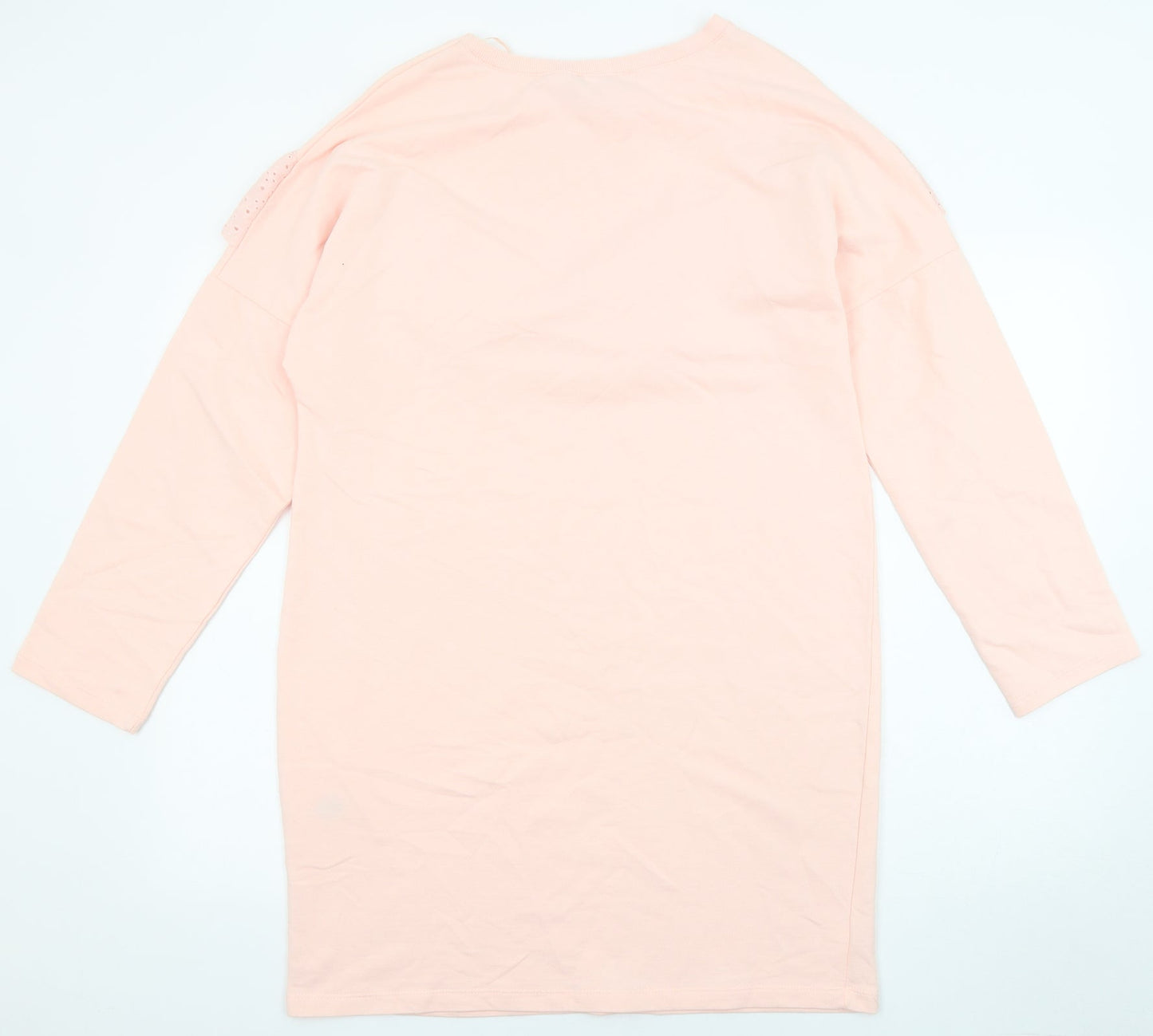 Select Womens Pink Cotton Jumper Dress Size 12 Round Neck Pullover