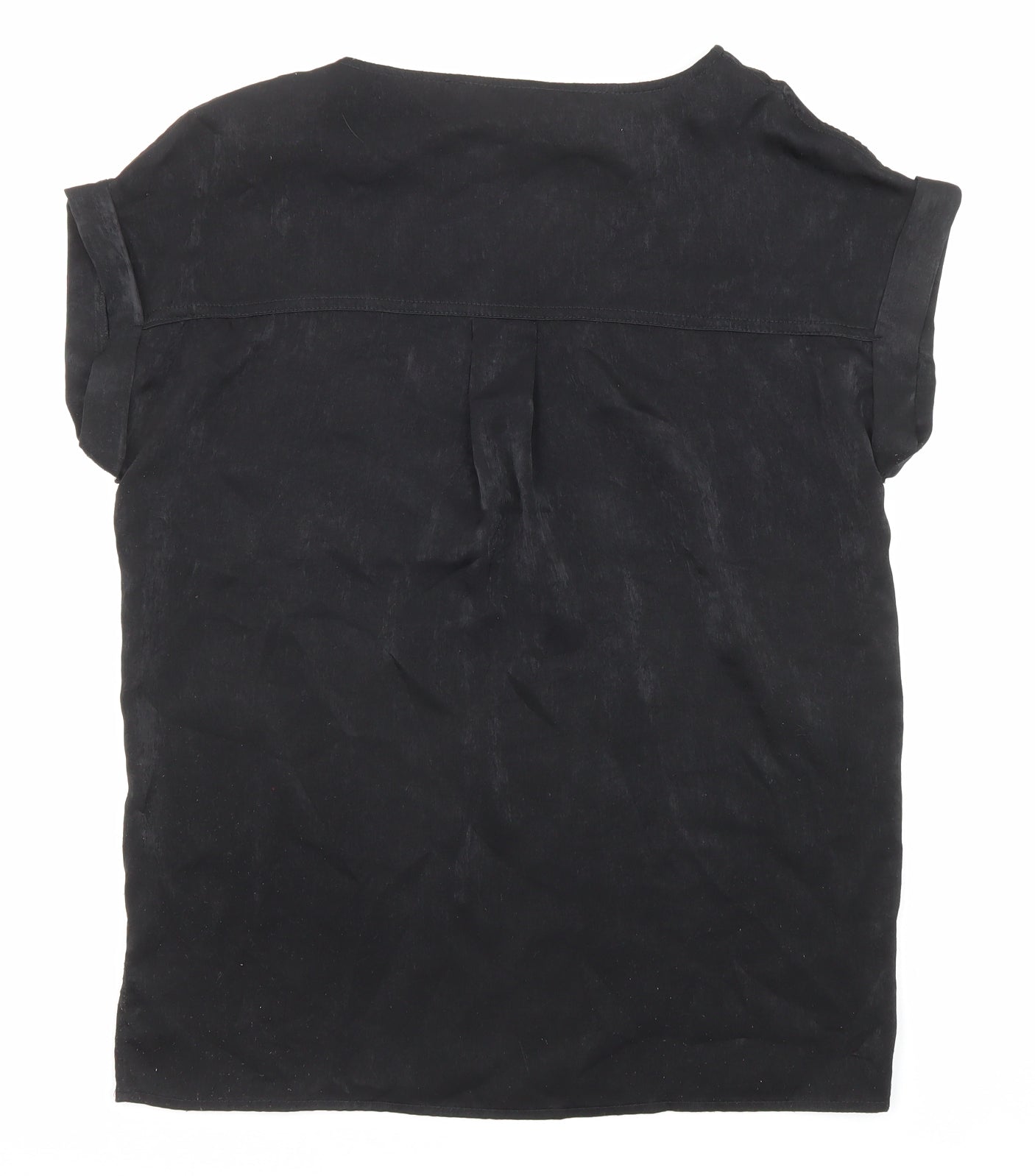 NEXT Womens Black Polyester Basic T-Shirt Size 6 Round Neck