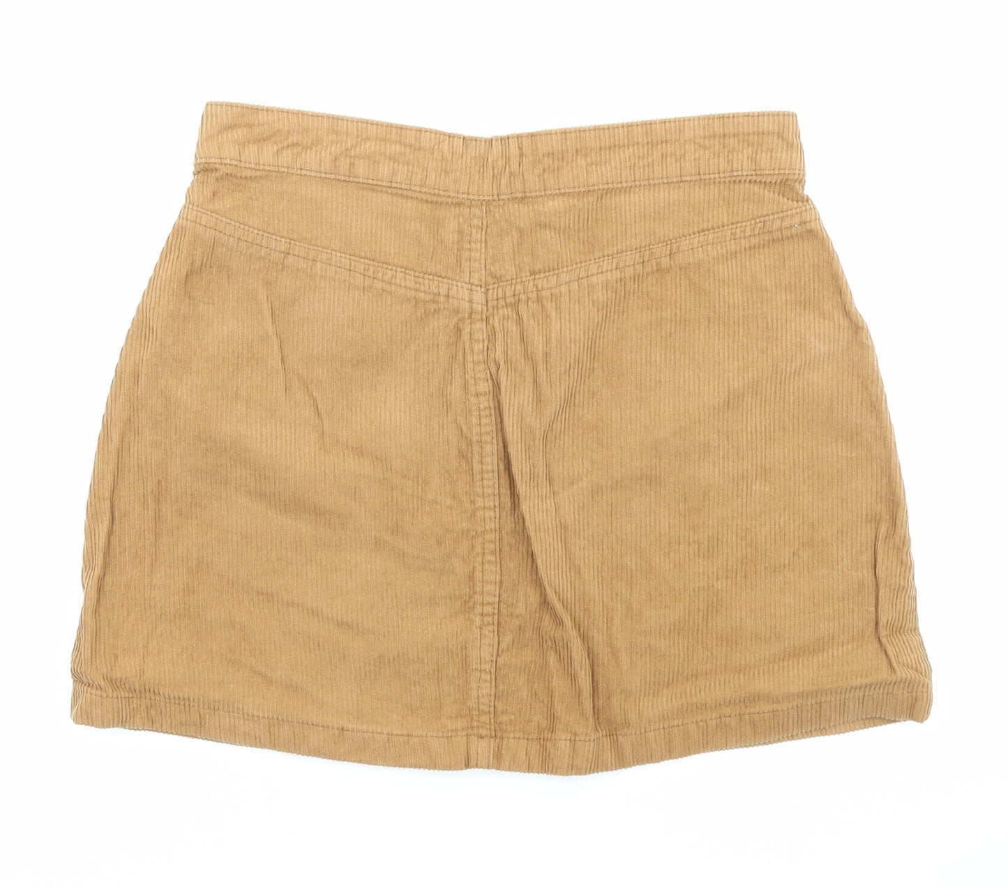 Denim & Co. Womens Beige Cotton Mini Skirt Size 10 Button