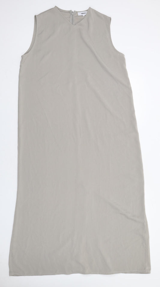 Cave Womens Grey Polyester A-Line Size XL V-Neck Zip