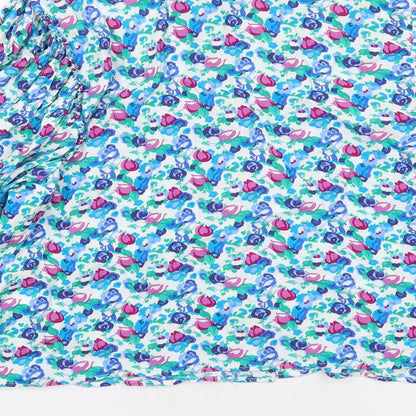 Zara Womens Multicoloured Geometric Viscose Basic Button-Up Size XL Round Neck
