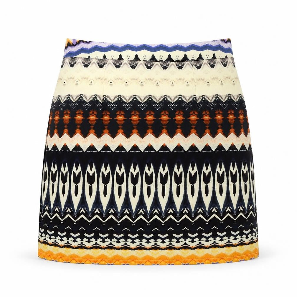 Missguided Womens Multicoloured Geometric Polyester A-Line Skirt Size 8 Zip
