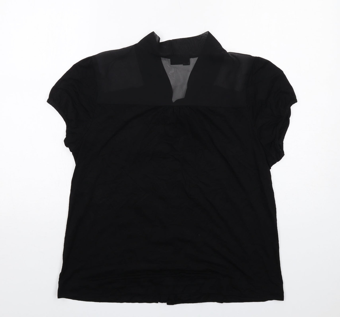 Body Flirt Womens Black Viscose Basic Button-Up Size L V-Neck