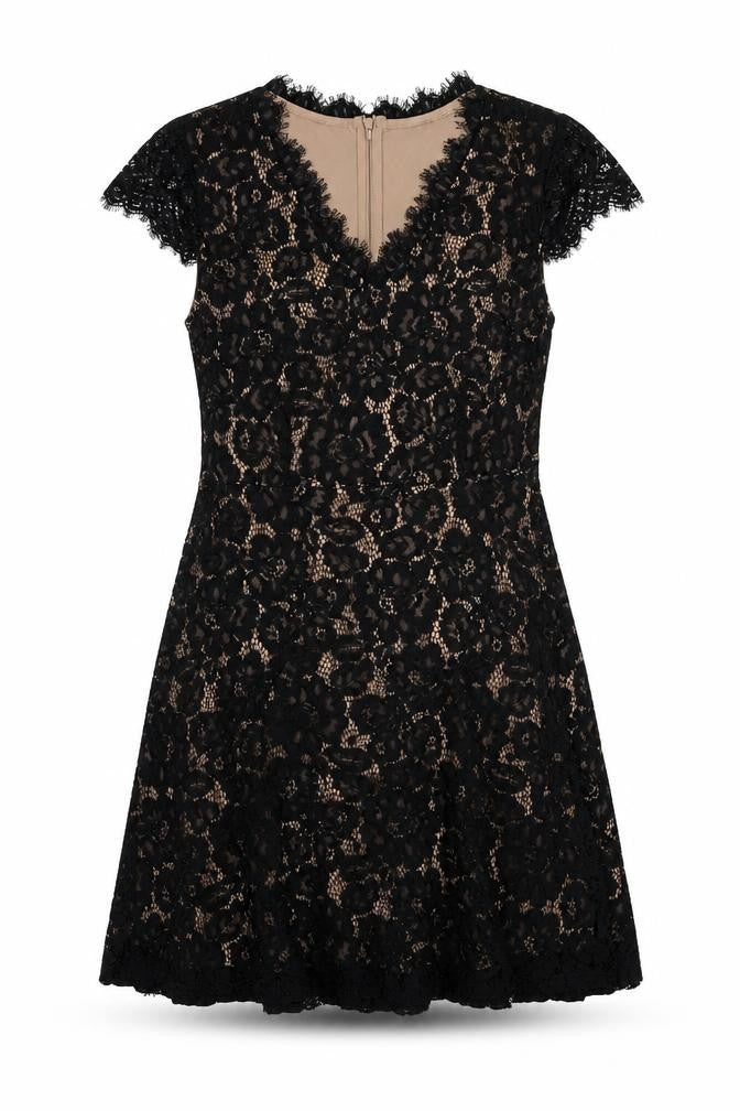 Rebellion Womens Black Floral Cotton A-Line Size M V-Neck Zip