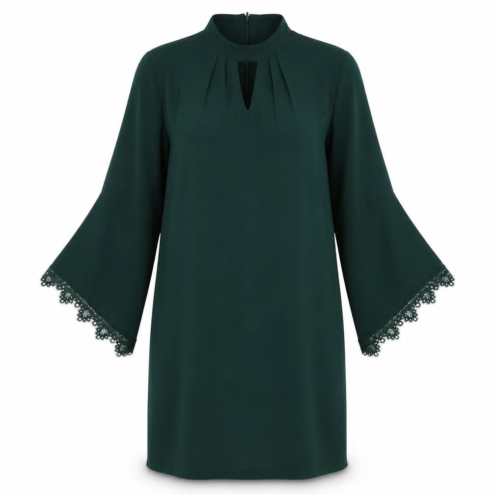 Debut Womens Green Polyester A-Line Size 14 Round Neck Zip
