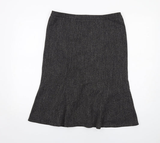 BHS Womens Grey Polyester A-Line Skirt Size 12 Zip