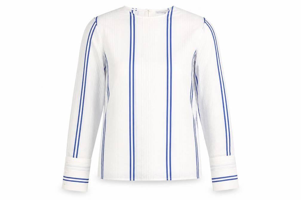 Limited Edition Womens White Striped Viscose Basic Blouse Size 10 Round Neck