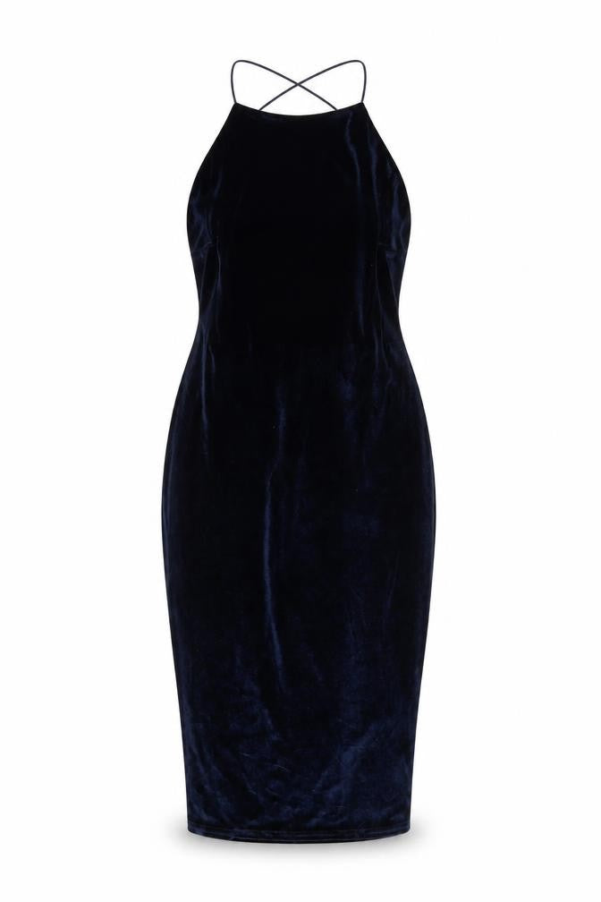 Missguided Womens Blue Polyester Bodycon Size 10 Round Neck Zip