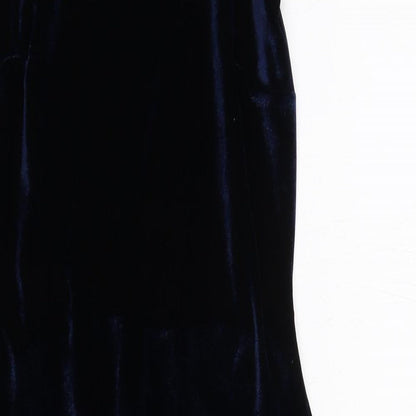 Close-up detail of Missguided women’s blue polyester bodycon, size UK 10, round neck zip