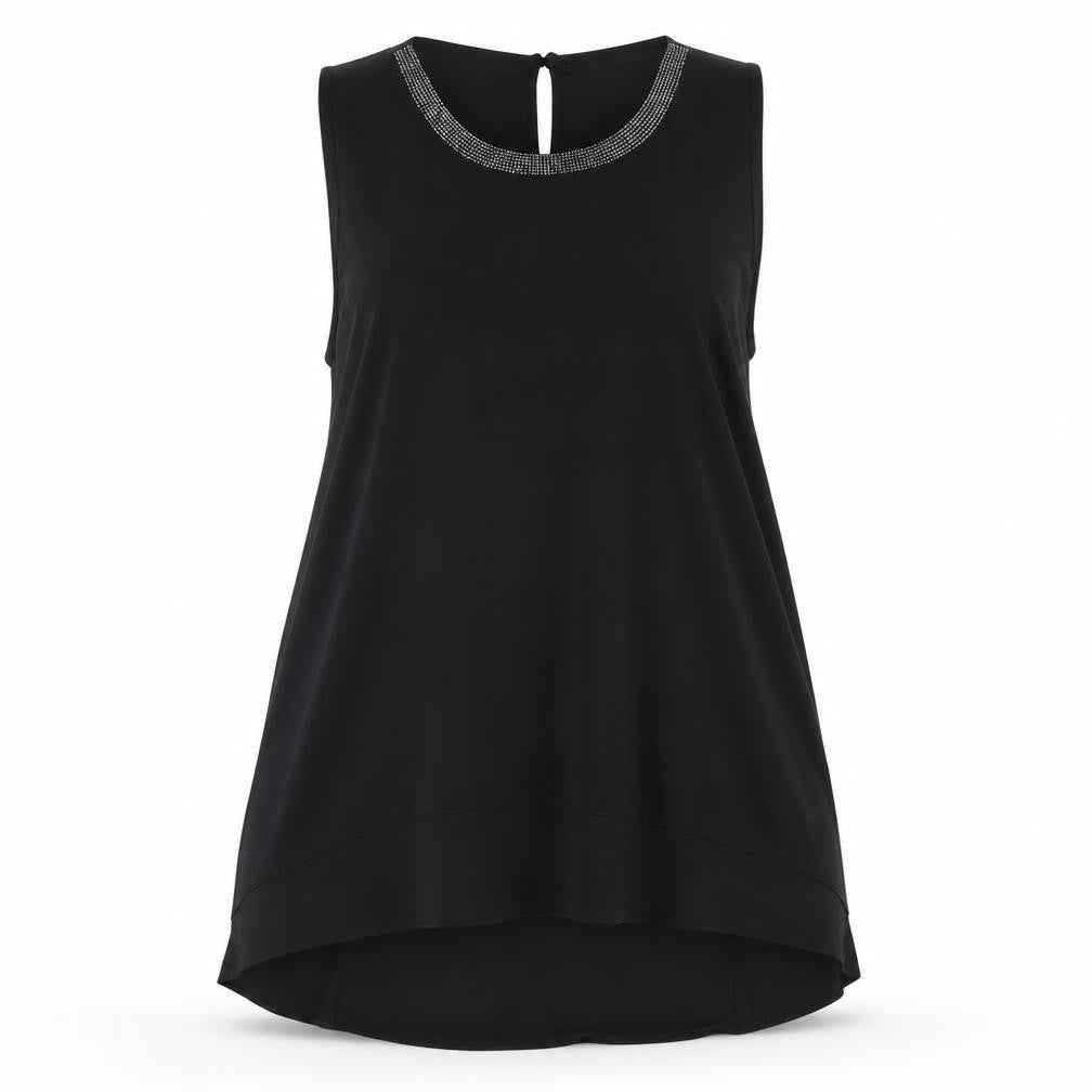 Paraphrase Womens Black Polyester Basic Tank Size 14 Round Neck