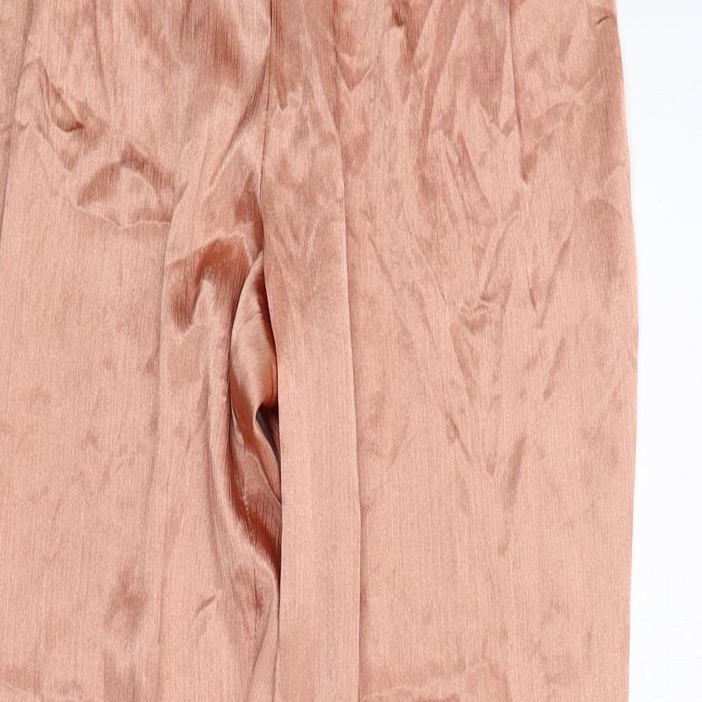 Pieces Womens Orange Polyester Trousers Size XS Regular
