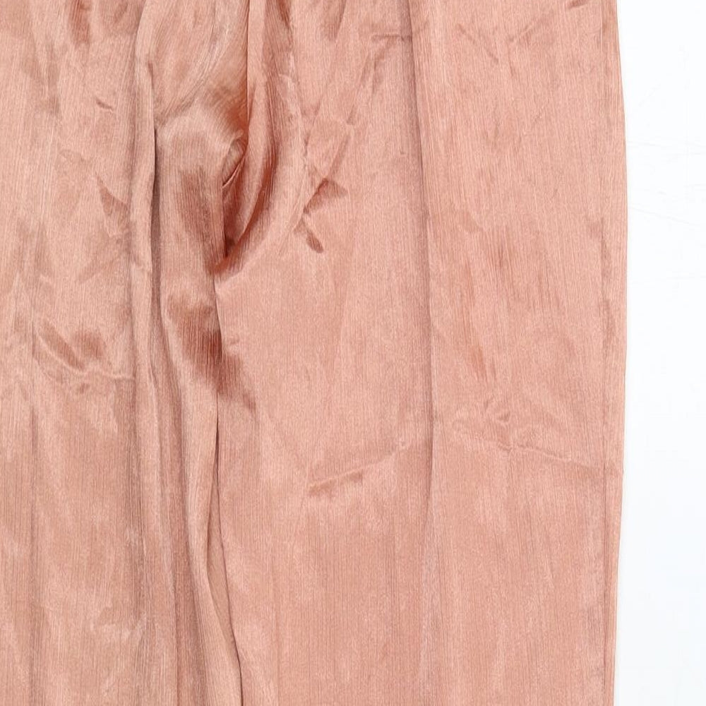 Pieces Womens Orange Polyester Trousers Size XS Regular