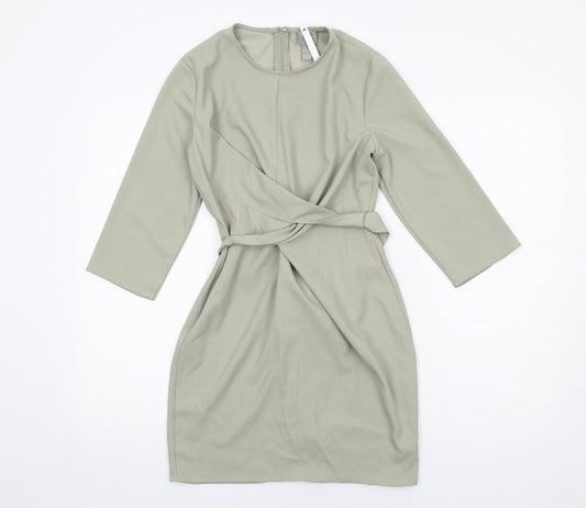 ASOS Womens Green Polyester A-Line Size 6 Round Neck Zip