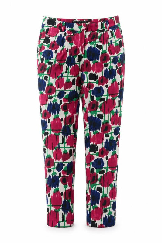Zara Womens Multicoloured Geometric Polyester Carrot Trousers Size S Regular Zip