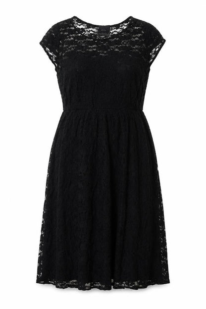 Front view of ASOS women’s black floral nylon shift, size UK 14, round neck pullover