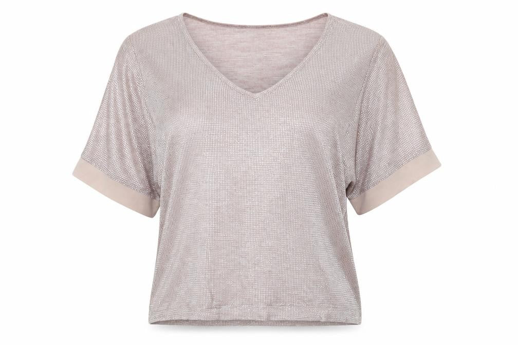 Oasis Womens Pink Polyester Basic T-Shirt Size S V-Neck