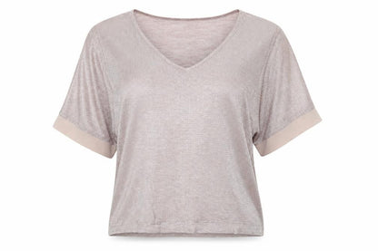Oasis Womens Pink Polyester Basic T-Shirt Size S V-Neck