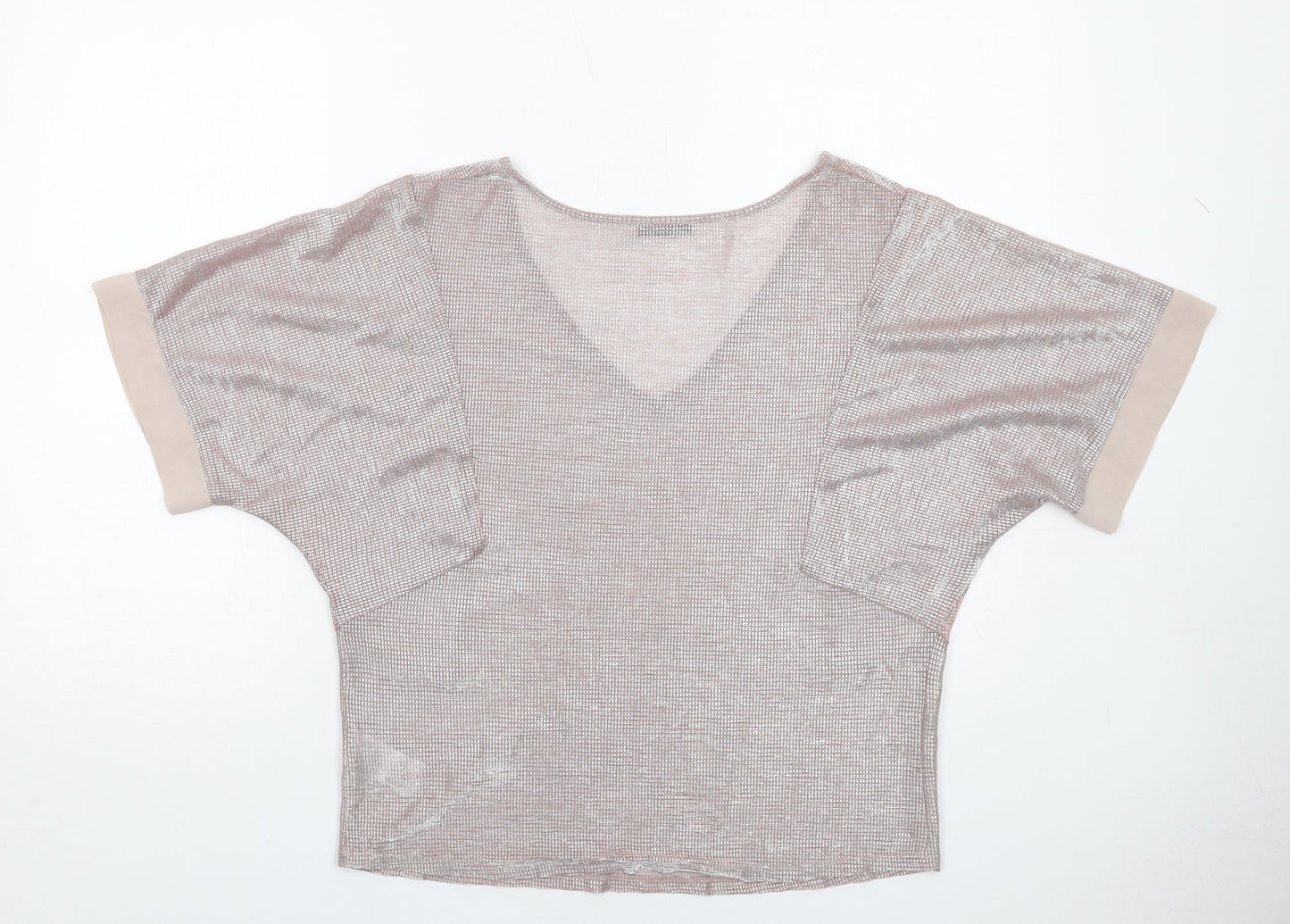 Oasis Womens Pink Polyester Basic T-Shirt Size S V-Neck