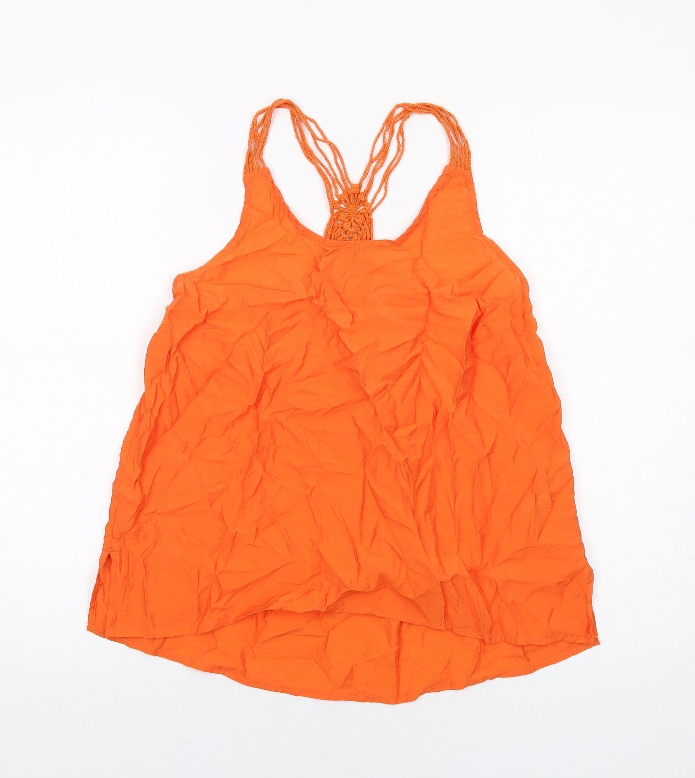 NEXT Womens Orange Viscose Basic Tank Size 8 Round Neck