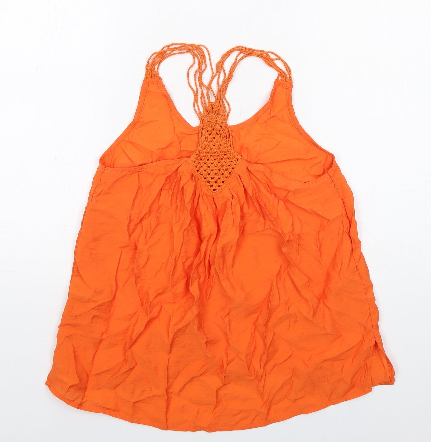 NEXT Womens Orange Viscose Basic Tank Size 8 Round Neck